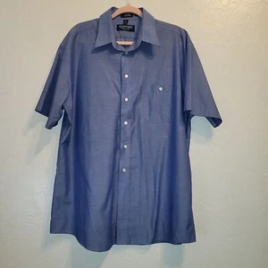 Camicia uomo Stafford manica corta con bottoni taglia 16 1/2 blu casual vestibilità rilassata - Foto 1 di 6