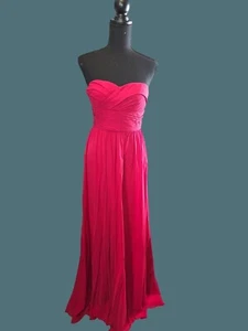 Aidan Mattox Silk Strapless Long Red Pinkish Gown Women Size 4 Formal Prom - Picture 1 of 9
