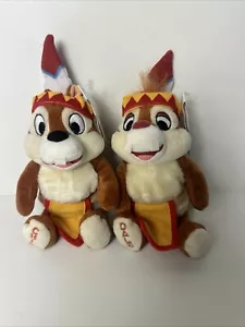 Walt Disney World Frontierland Chip & Dale Sitzsack Plüsch 2er Set Chipmunks Neu mit Etikett - Bild 1 von 6