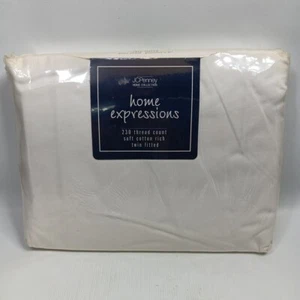 VTG JC Penny Home Collection Twin Fitted Sheet 230 Thread Count Soft Cotton New - Picture 1 of 8