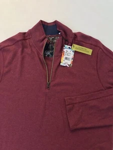 Robert Graham Hunts 1/4 Zip Sweater Pullover Burgundy Red Men Sz M New $198 - Picture 1 of 10