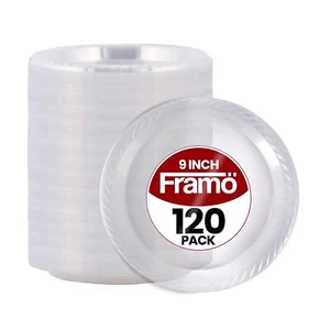 9 Inch Disposable Clear Plastic Plates In Bulk By Framo for Party and Dinner,... - Picture 1 of 6
