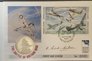 SELTENE MARSHALL ISLANDS 1990 SCHLACHT UM BRITAIN 50 $ SILBER PROOF MÜNZHÜLLE SIGNIERT - Bild 1 von 10