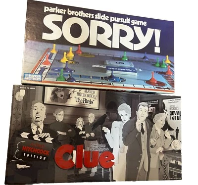 Vintage SORRY Board Game 1972 Parker Brothers + Alfred Hitchcock Edition Clue - Image 1 of 4
