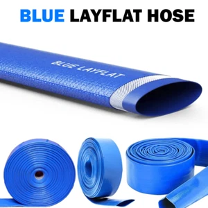 Blue PVC LAYFLAT Water Delivery Hose | Delivery Discharge Pipe Pump Lay Flat - Picture 1 of 3