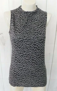 Top tejido sin mangas con cuello falso estampado animal leopardo gris Banana Republic - S - Imagen 1 de 4