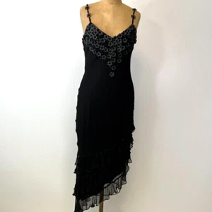Sue Wong Dress Women 8 Midi Silk Floral Asymmetric Layer Bead Gown Party Core No - Picture 1 of 19