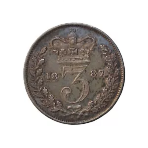 Great Britain 1887 Silver Threepence Queen Victoria Coin km#730 3p - Picture 1 of 2