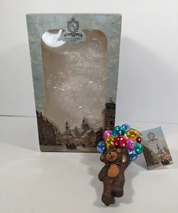 HURAS FAMILY ORNAMENT TEDDY BEAR FLYING BALLOONS MOUTH-BLOWN GLASS PRE-OWNED - Picture 1 of 17