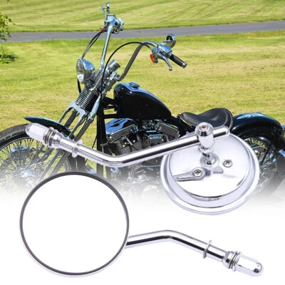 Chrome Round Motorcycle Mirrors For Harley Davidson Softail Dyna Bobber Chopper - Image 1 of 4