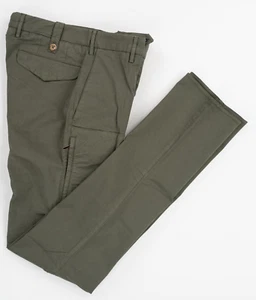 INCOTEX Green Casual Pants Cotton Regular Fit Panel Detail Flat Front 26 (EU 42) - Picture 1 of 7