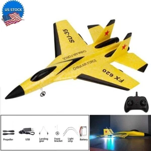 US 2.4G SU35 Remote Control Fighter Plane Airplane 2CH RC Glider Kids Toy Yellow - Picture 1 of 13