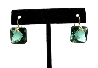 Brincos de ouro amarelo 14K com pedra de ametista verde facetada 20 ctw - Imagem 1 de 4