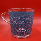 Ikea Glass Coffee Mug Tea Cup Flowers Floral Made in France Blue - 18314