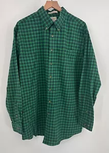 Camicia uomo LL Bean vestibilità tradizionale con bottoni XLT verde blu a quadri tasca cotone - Foto 1 di 8