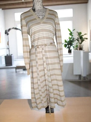 Vtg.Kimberly Mod Go Go Knit Dress Size 8 Dacron Polyester Beige Stripe Small 60s - Image 1 of 4