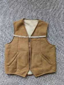vintage EDDIE BAUER sheepskin SHEARLING wool lined 40 brown WESTERN leather - Picture 1 of 8