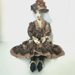 Vintage Handmade Cloth Folk Art Doll Victorian Style with Hat & Lace - Picture 1 of 16