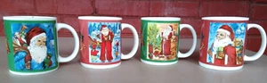 Vintage Set of 4 Santa Christmas Mugs by Enesco - Picture 1 of 12