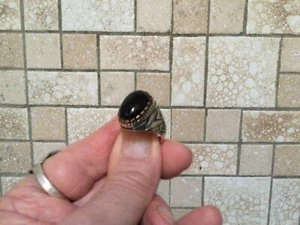 Onyx Oval Stone Solid 925 Sterling Silver Men's Ring size 10.25 14g - Picture 1 of 6