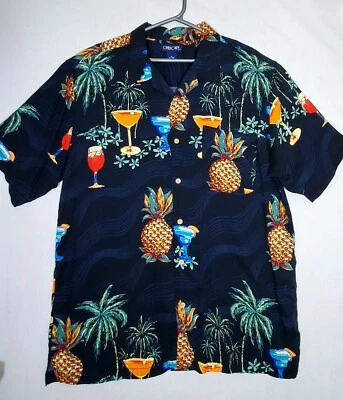 Cherokee shirt Mens Size XL Blue Cocktails Short Sleeves Button Casual Wear  - Изображение 1 из 4