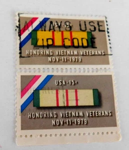 US #1802 Vietnam Veterans Used/Fine, one stamp missing yellow - Picture 1 of 1