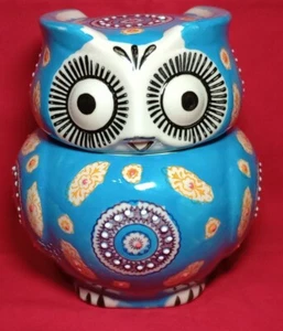 Vintage Collectible Blue Japan Asian Owl Ginger Jar Hand Painted 6" Beautiful EC - Picture 1 of 15