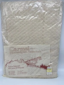 New Carmel Homespun Vintage Tablecloth NEW Old Stock Rare 52” x 70” Oblong Beige - Picture 1 of 5