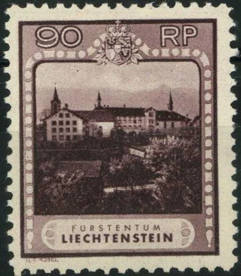 Liechtenstein 1930 Schellenberg Monastery 90r, p10.5, mint hinged - Image 1 of 2