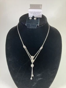 Avon Falling Stars Necklace And Earring Set Silver Tone With Sparkly Rhinestones - Picture 1 of 7