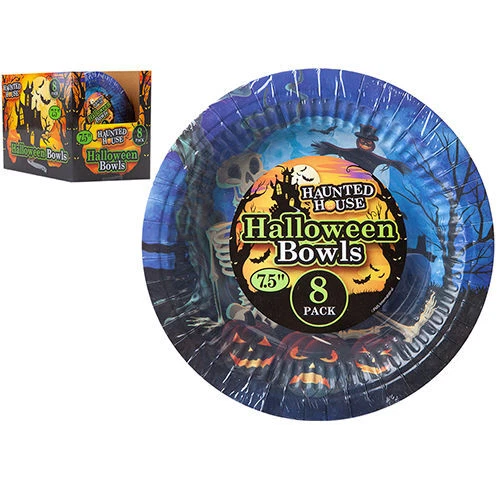 Halloween Paper Bowls - 8 Pack Spooky Scary Kids Party Tableware Snacks Bash - Image 1 of 1