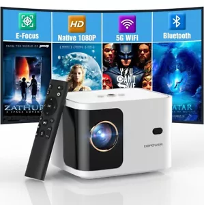 DBPOWER 5G WiFi Mini Bluetooth Projector 4K Support Electric Focus Video (White) - Picture 1 of 8
