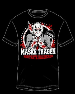 Maske tragen - Kontakte halbieren, Jason, Herren, Fun T-Shirt, Corona, neu - Picture 1 of 1