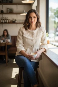 BODEN RYE Damas Marfil Recortado Calce Cuadrado Chaqueta Soutache Red Dobladillo TALLA GRANDE - Imagen 1 de 4