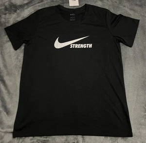 LARGE Nike Women's Strength Dri Fit Black Short Sleeve Shirt - Picture 1 of 8
