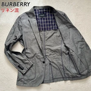 Burberry Black Label Jacket Cotton Linen Nova Check 2B Business Used #EK BBB - Picture 1 of 11