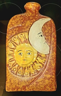 Jarrón de cerámica arte luna sol decoración suroeste o mística Foto 1 de 4