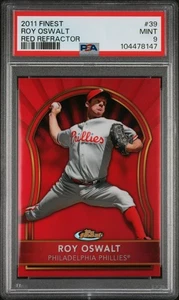 POP 1! PSA 9! ROY OSWALT 2011 TOPPS FINEST RED REFRACTOR CARD /25 #39 PHILLIES - Bild 1 von 2