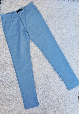 Pantalones informales Garbo Moda Niños Azul Claro Mezcla de Lino Calce Ajustado Talla 18 Foto 1 de 4