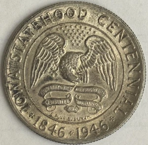 1946 IOWA STATEHOOD CENTENNIAL COMMEMORATIVE HALF DOLLAR COIN - Picture 1 of 2