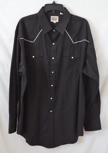 Vintage ELY Cattleman Shirt Men 2XL XXL Black Pearl Snap Western Rodeo Cowboy - Picture 1 of 5