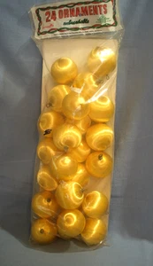 VINTAGE~Pyramid 24 Gold Satin Ball Christmas Ornaments~New Old Stock Unbreakable - Picture 1 of 3