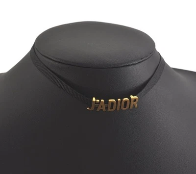 Auténtica Gargantilla Christian Dior Tono Dorado Nylon Negro CD Caja 9873L Foto 1 de 4