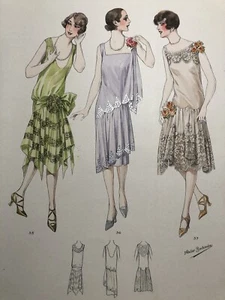 Vintage Art Deco Atelier Bachroitz Hand Colored French Flapper Fashion Print 29 - Picture 1 of 3
