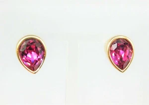 Vintage Signed SAL Swarovski Crystals Pink / Purple Pierced Earrings - Picture 1 of 3