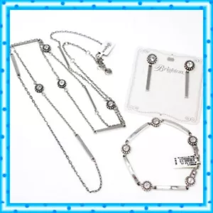 Brighton Twinkle Bar Link Crystal Bracelet Long Necklace Earrings NWT $182 - Picture 1 of 5