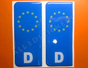 2x3D Aufkleber Resin gewölbt Euro DEUTSCHLAND Nummernschild Auto Plakette Klebeaufkleber - Bild 1 von 1
