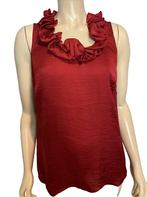 Новый с Ярлыками Milano красный декольте с оборками шеи без рукавов верхний размер M - Изображение 1 из 4
