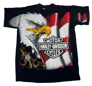 Camiseta Harley Davidson Eagle Flag 1996 vintage con logotipo grande talla L EE. UU. - Imagen 1 de 14