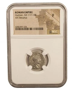 NGC ( F ) Roman AR Denarius Hadrian AD 117 - 138 NGC Certified Ancient Roman - Picture 1 of 2